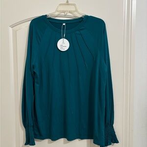 Chic Teal Long Sleeve Blouse